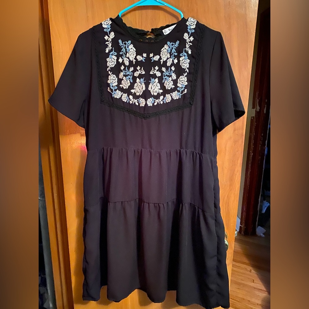 Bae Vely Dress lightly used Large embroidered with flowers